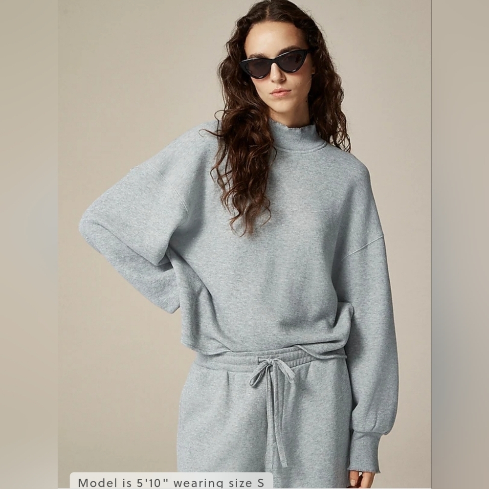 NWT J. Crew Heritage Terry Mockneck Sweatshirt Size XS Gray